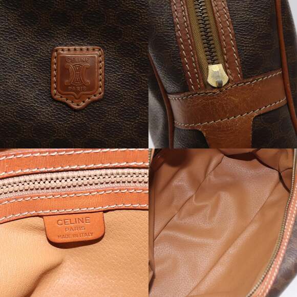 CELINE Macadam Canvas Hand Bag Pvc Leather Brown Gold - Picture 11 of 12